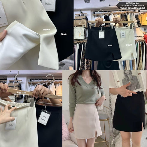 Solid Color Short Slit Mini Skirts